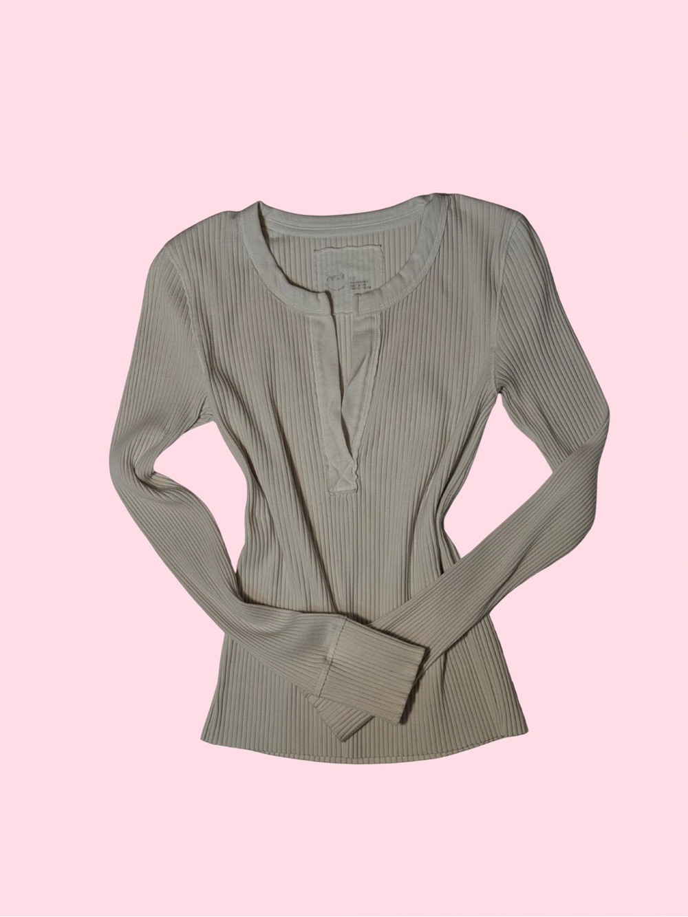 Aerie ribbed Long-Sleeve Henley Top - Cream